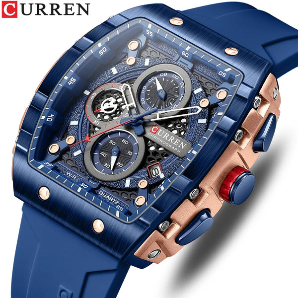 CURREN Fashion men watch design luxury quartz sports tape  waterproof